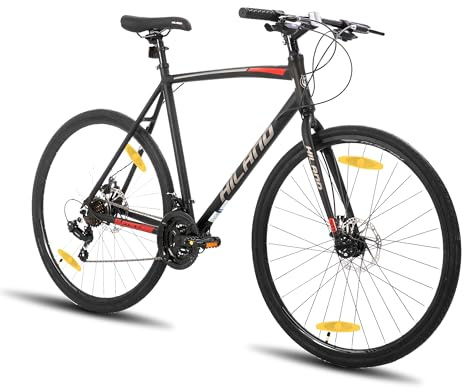 Hiland 28 Zoll Rennrad, Städtischer Pendler Fahrräd mit Scheibenbremse für Männer, 530mm Rahmen Komfortables Rennrad 700C Räder 21 Gänge Schwarz