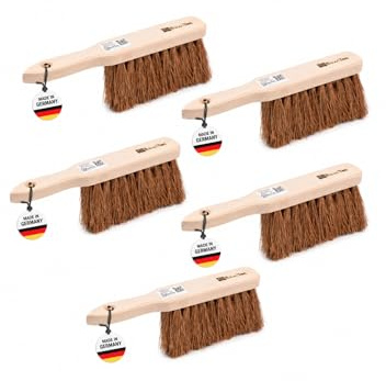 5 Stück Handfeger Set Naturfaser Kokos Borsten Holz 28cm Lang Handbesen | 5er-Set, Robust, Dichte Volle Borsten, Für Handwerker Haus und Hof