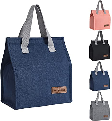 Yikki Lunch Bag for Women Men Kids, Mini Kühltasche, Klein Lunchtasche, Faltbare Kühltasche Klein, Lunchbag Kinder, Isoliertasche für Arbeit, Schule, Picknick, Reisen (Cyan)