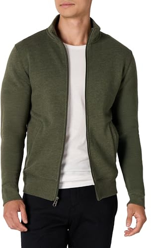 Amazon Essentials Men's Full-Zip Fleece Mock Neck Sweatshirt Sweater, -Olive Heather, Small