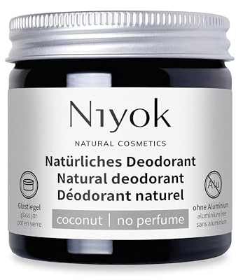 Niyok 2-in-1 anti-transpirante Deocreme "Kokos ohne Parfum" (40ml) • Natürliches Deo ohne Aluminium • 24h Schutz vor Geruch & Schweiß • Deo Creme sensitiv • Kokosöl Deodorant