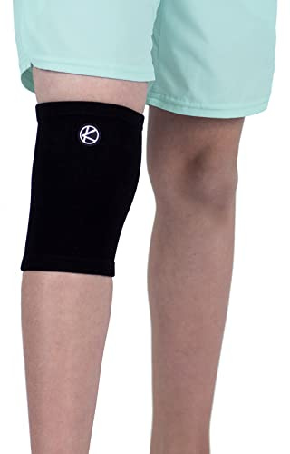 KARM Kniebandage Kinder - für Mädchen & Jungen | Kinder Knie Kompression Bandage für Sport & Fussball & Gymnastik & Knieprobleme | Kompressions-Knieschoner (1 Stück, Schwarz)