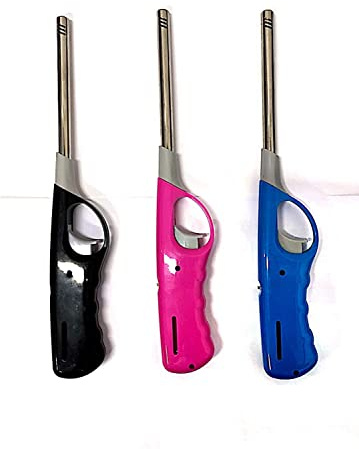 Multi®-Packung mit 3 nachfüllbaren Sicherheits-Gasanzünder, Kunststoff, für Gasherde, Kerzen, zum Grillen, 27 cm, farbig