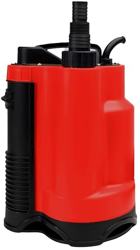 Grafner Drainage Schmutzwasserpumpe 400 Watt bis 7500 l/h Förderleistung, mit Schwimmschalter, flachabsaugend bis 25 mm, Ø16mm Fremdkörper, Drainage Tauchpumpe Schacht Druckpumpe