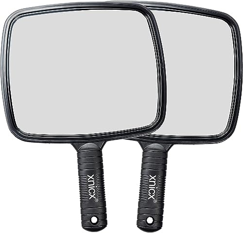 xnicx 2PCS Handspiegel,Professioneller Handspiegel mit Griff,Frauen Makeup | Friseure Rasierspiegel Kosmetikspiegel,Reise Kleiner Handspiegels für Reisen Festival Essentials Schwarz,31cm X 20.1cm