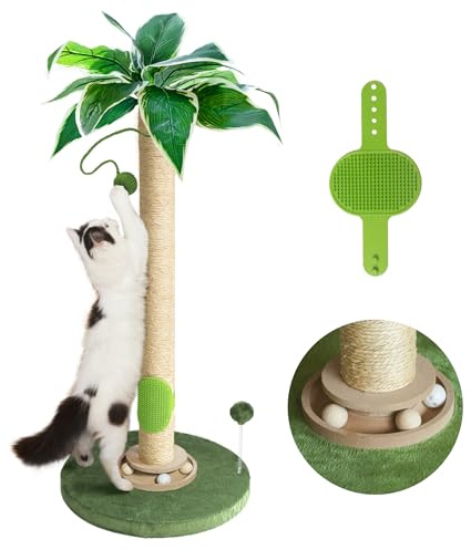 Fantasreen Katze Kratzbaum 84cm Katze Kratzer Hoch Kratzbäume für Indoor-Katzen mit Katzenspielzeug und Interaktiven Ball Selbst Groomer für Kätzchen Erwachsene Katzen
