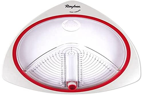 Rayher Kreisschneider mit 3 Ersatzklingen, zum Ausschneiden von Kreisen von 2,6 – 15 cm, schneidet Papier, Fotos, Moosgummi, Pappe und vieles mehr, Weiß, Transparent, Rot