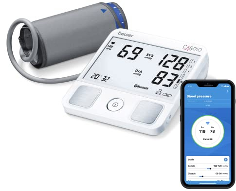 Beurer BM 93 CARDIO Oberarm-Blutdruckmessgerät mit 1-Kanal EKG-Funktion zur Aufzeichnung des Herzrhythmus, erkennt Vorhofflimmern und Extrasystolen, beurer HealthManager App