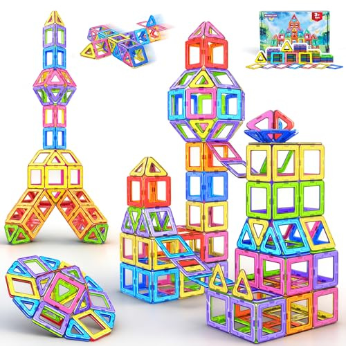 COOLJOY Magnetische Bausteine, Magnetspiel STEM Magnetbausteine, Montessori Spielzeug ab 3 Jahre, Magnete Spielzeug ab 3 4 5 Jahre, 40 Teile Magnetbausteine, Ostern Geschenk für Kinder Jungen Mädchen