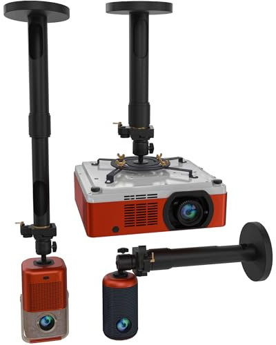 Universal-Projektorhalterung – verstellbare Decken- oder ausziehbare Wandhalterung für Mini-Projektoren für Büro und Zuhause – voll beweglich, einfache Installation, 360° schwenkbar, Länge 13,8“ - 21“