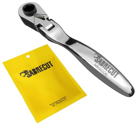 SabreCut 1 x MRSC06 Mini-Mikro-Ratsche mit flexiblem Kopf 6,3mm Sechskant 1/4 Zoll Vierkantantrieb Edelstahl professioneller 60-Zahn-Handratschenschlüssel