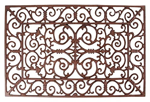 Esschert Design Schmutzfangmatte, Fußmatte in antik aus Gusseisen, rechteckig, ca. 72 cm x 46 cm