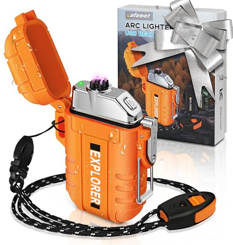 Lafagiet USB wiederaufladbares Feuerzeug, Flammenfrei, Winddicht, wasserdicht, Elektrische Feuerzeuge, Vatertagsgeschenke für Männer Papa