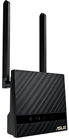 ASUS 4G-N16 Wireless-N300 LTE Modem-Router | 4G LTE Mobiles Breitband, 150 Mbit/s, WLAN, 300 Mbit/s, LAN-Port), Schwarz (Packung mit 2