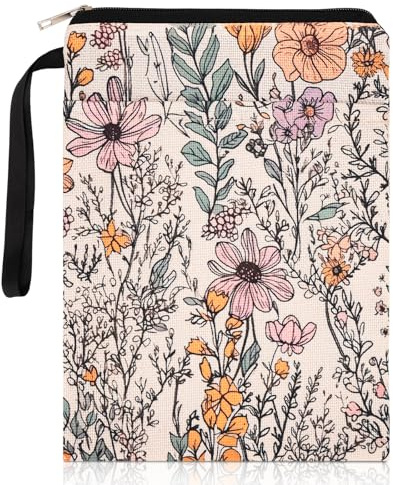 Buchhülle für Buchliebhaber, Blumen Buchumschläge mit Reißverschluss, Waschbarer Buchumschlag Aus Stoff für Taschenbücher, Geschenke für Buchliebhaber, Bücherwurm, Bibliophile 29,5×21 cm