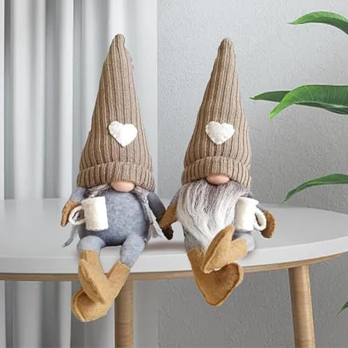 Gxdamxz Kaffee Wichtel Deko Innenbereich, Handgemachte Elf für Kaffeeliebhaber/Ostern, 2 Stück