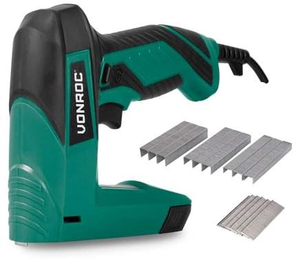 VONROC Elektro Tacker & Nagelpistole - 2in1 Tacker für Holz, Elektrischer Nagler - Inkl. 900 Tackerklammern, 300 Nägel, 30 Schuss pro Minute