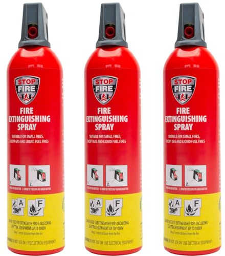 XENOTEC PREMIUM Feuerlöschspray – 3er Set - 750ml – Stopfire – Autofeuerlöscher – REINOLDMAX – wiederverwendbar – geeignet für Fettbrände – 3 x 750g