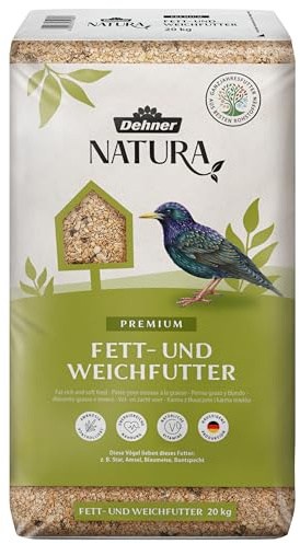 Dehner Natura Premium Wildvogelfutter, Fettfutter / Weichfutter, Ganzjahresfutter artgerecht / kraftspendend , hochwertiges Vogelfutter für Wildvögel, 20 kg
