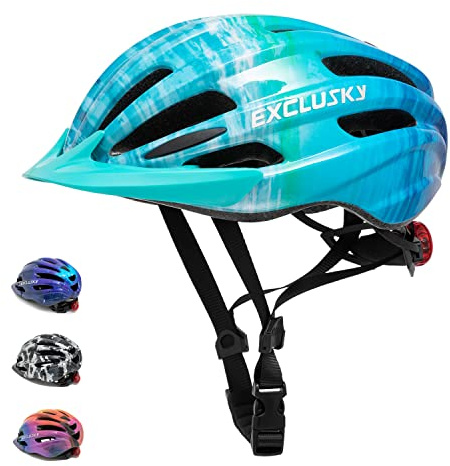 Exclusky Kinder-Fahrradhelm für Jungen und Mädchen, verstellbar, Kinder-Fahrradhelm, 50–57 cm, Multisport-Kinderhelm, Alter 5–7–9–10–12, Fahrradhelm für Kinder mit Visier