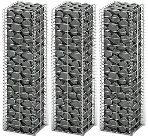 vidaXL 3x Gabione 25x25x100cm Steinkorb Steingabione Drahtkorb Mauer Wand
