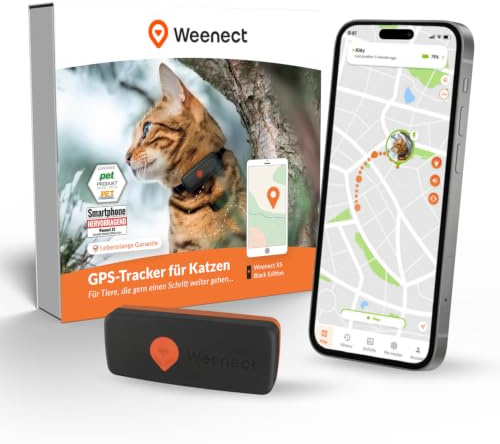 Weenect Cat XS - Mini-GPS-Halsband für Katzen | Abonnement erforderlich | Kleinster auf dem Markt • Eine Position pro Sekunde • Ohne Entfernungslimit • Rückruftraining • Sicherheitshalsband inkl.