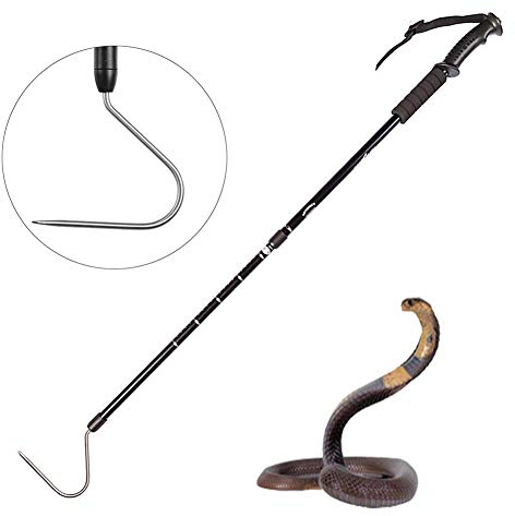 V-CHEETONG Schlangenhaken, Reptilien, Maisschlange, Kugel, Python, Klapperschlange, Handhabungswerkzeug zum Fangen, Kontrollieren oder Bewegen von Schlangen, ausziehbar (53inch Hook)