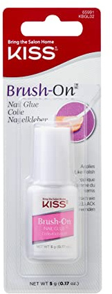 KISS Brush-On-Nagelkleber für Press-On-Nägel, Nagelkleber mit schnelltrocknender Formel, enthält Flasche (5 g) mit Drehverschluss und Pinselapplikator