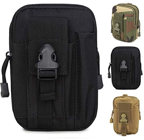 ZhaoCo Taktische Hüfttaschen, Nylon Militär Kompakt MOLLE EDC Tasche Gürteltasche Beutel Taille Taschen für Gadget-Dienstprogramm Handy Camping Wandern und Reisen - Schwarz