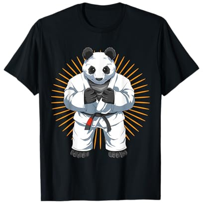 Panda im Gi - Brazilian Jiu-Jitsu und BJJ Geschenk T-Shirt für Unisex-Erwachsene und -Kinder, Schwarz, S, Kurzarm, Klassisch, Sportlich, U-Ausschnitt, Panda BJJ Shirt