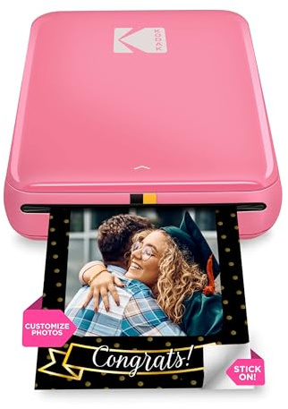 KODAK Step Sofort-Smartphone-Fotodrucker - Tragbarer Mini-Farb-Mobilfotodrucker - Zink 2x3” Klebefotos - Bluetooth-kompatibel mit iOS- & Android-Geräten - Spaßige Bearbeitungs-App - Rosa