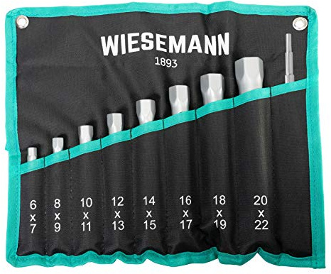 WIESEMANN 1893 Rohrsteckschlüsselsatz 10tlg 6-22mm I Für Arbeiten am Wasserhahn, Zündkerzen uvm I In praktischer Rolltasche I 81420
