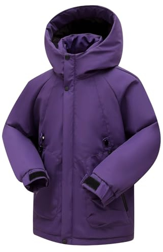 Regenjacke Kinder Winterjacke Mädchen Warme Daunenjacken Wasserdichte Skijacke Winddich Wanderjacke Mode Jacke Casual Outdoorjacke Sport Mantel Funktionsjacke Puffer Jacket Thermojacke Lila 140