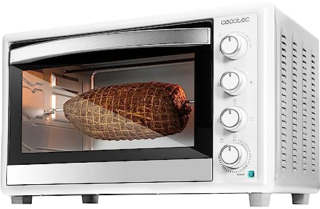 Cecotec Tischkonvektionsofen 46 Liter Bake&Toast 4600 White Gyro. 2000 W, Innenbeleuchtung, 12 Funktionen, Temperatur bis zu 230º, Doppelglastür, inklusive Drehspieß