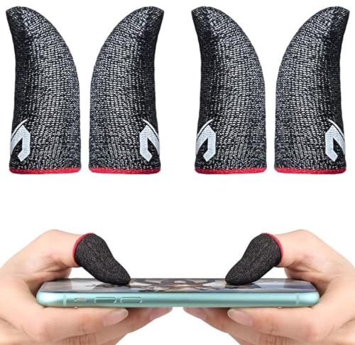 SIOPPKIK 4 Stück Gaming Finger Sleeve - Besonders Bequeme & stabile Fingersleeves, da einzigartige Elasthan Fasern - inklusive Mikrofasertuch - Atmungsaktiver