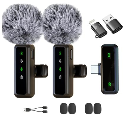 XIXIXIAXIA Kabelloses Krawattenmikrofon für iPhone, iPad, Android, Kamera, Computer, tragbar, Mini-Mikrofon mit Geräuschunterdrückung, automatische Kopplung, für Vlogging, Videoaufnahme, Vlog