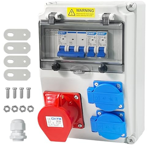 Verteilerkasten Bausatz, Bringen Leistungsschalter, Steckdosen, Drinnen und Draußen Baustromverteiler, Wasserdicht Stromverteiler, für Zementwand, Holzwand