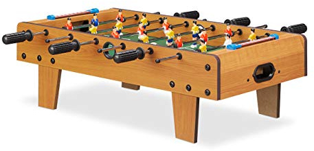 Relaxdays 10022517 Tischkicker, Tischfussball Kinder und Erwachsene, Fußball Tischspiel, Holz-Optik, B x T 69 x 37 cm, grün-braun