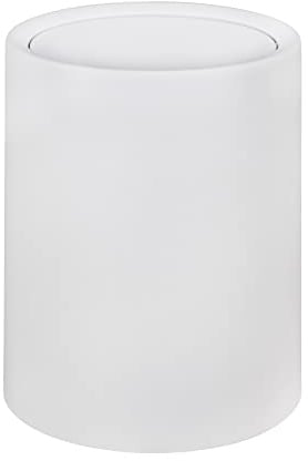 WENKO Schwingdeckeleimer Mod. Atri, 6 Liter Kosmetikeimer mit Deckel aus hochwertigem Kunststoff mit Inneneimer, Hülle zum Überstülpen macht Müllbeutel unsichtbar, (B/T x H): Ø 21 x 25,5 cm, Weiß