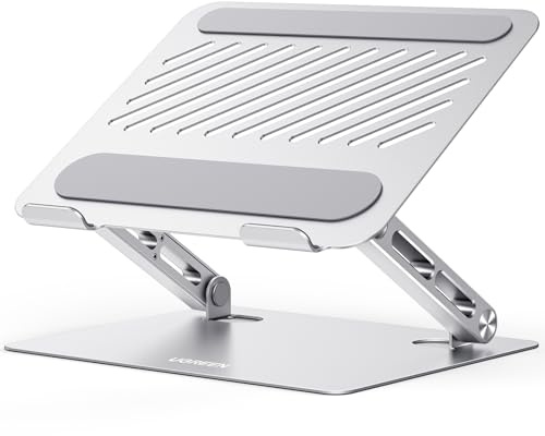 UGREEN Laptop Ständer Aluminium Höhenverstellbarer Laptop Stand 10-17.3 | Breite Basis mit Doppelstützen, Verstellbar und Ergonomisch, Faltbar, Rundum-Silikonschutz, Verbesserte Wärmeableitung
