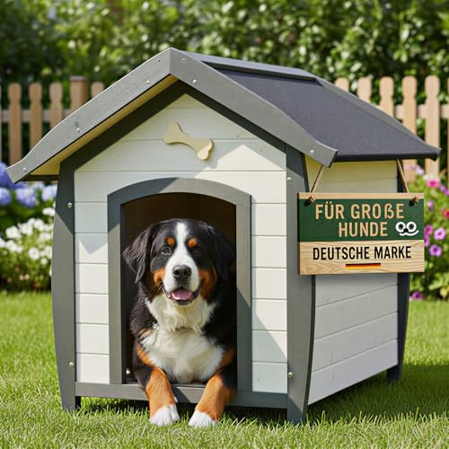 zooprinz wetterfeste Hundehütte Bella - aus massivem Holz - perfekt für draußen - mit umweltfreundlicher Farbe gestrichen in modernen Farben - 3 Größen zur Wahl