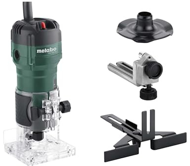 metabo Kantenfräse FM 500-6 - 500 W, 32.000 U/min - Kompakte Oberfräse für Holz mit 6 mm Spannzange - präzise Tiefeneinstellung - Fräse für Kanten, Profile, Nuten - Inkl. Zubehör & Führungshilfen