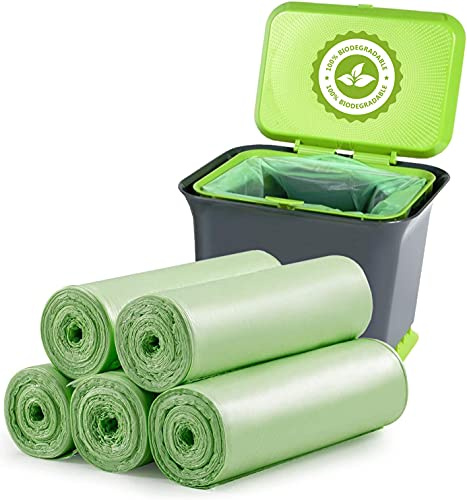 Muellbeutel Bio Müllbeutel 6 Liter 1.2Gallon 120 Stück - Trash Bags Abbaubar Maisstärke Material Recycelt Organic Waste Bin Liners Für KüChen Badezimmer Wohnzimmer Hellgrün