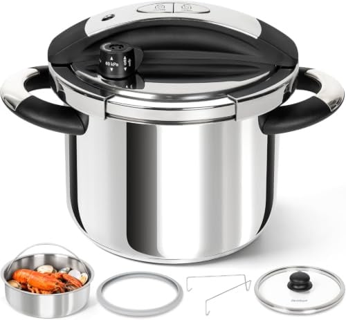 MICHELANGELO 3-in-1 Edelstahl-Schnellkochtopf 6 Liter, Induktion | Kochtopf, Reiskocher & Dämpfer inkl. Glasdeckel, Dämpfeinsatz & Ersatzdichtung, spülmaschinengeeignet