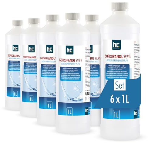 Höfer Chemie Isopropanol 99,9% 6 x 1 L - Ispopropylalkohol zur Reinigung & Entfettung - Starkes Lösungsmittel - Vielseitig Verwendbar