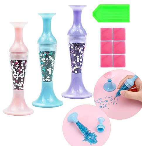 Diamond Painting Stift zum Befüllen, 3 Stück 5D Diamond Painting Zubehör Stift mit Diamond Storage Funktion, 5D Diamant Painting Stift Werkzeuge für Diamant Malerei DIY Nagelkunst