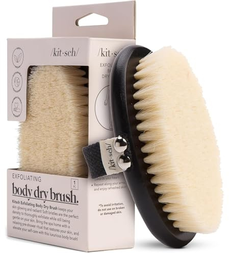 Kitsch Dry Brushing Körperbürste für Lymphdrainage - Weiche Borsten - Reduziert Cellulite, Entfernt Trockene Haut und Verbessert die Durchblutung, Körperpeeling-Schrubber für Strahlende Haut