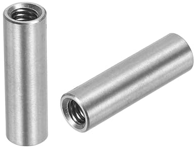 QUARKZMAN 10 Stück M4 Runde Verbindungsmuttern, 304 Edelstahl Kupplungsmutter 20mm/0,8" Länge Hülse Stange Stiftmutter für Halterung, Grobgewinde M4x20x6mm