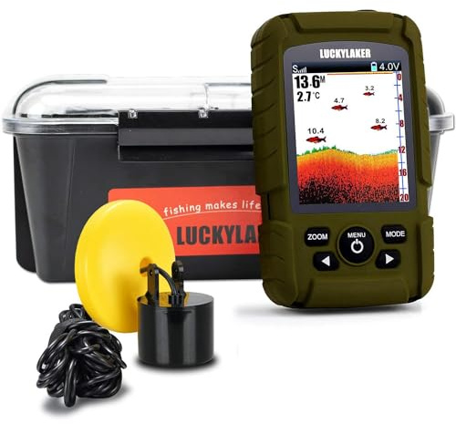 LUCKY Wasserdicht Fisch Finder Sonar Tragbarer Angeln Fischfinder LCD Tiefe Angeln Echolot Fischfinder Sonarsensor Schallkopf für Bootskajak Seefischerei 2020CT