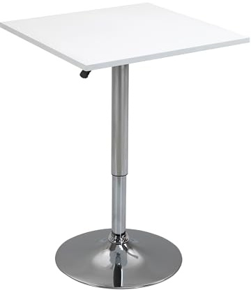 HOMCOM Bartisch Höhenverstellbar Stehtisch mit Drehbar Tischplatte, rutschfest Küchentisch für Wohnzimmer, Esszimmer, Weiß, 60 x 60 x 69-91 cm